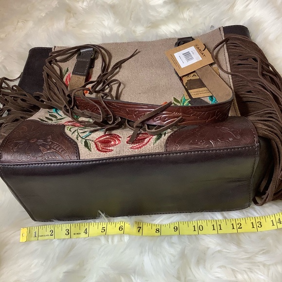 Ariat Western Women Tote Bag Fringe Floral Concealed Carry Brown Embroidered NWT - Picture 12 of 13